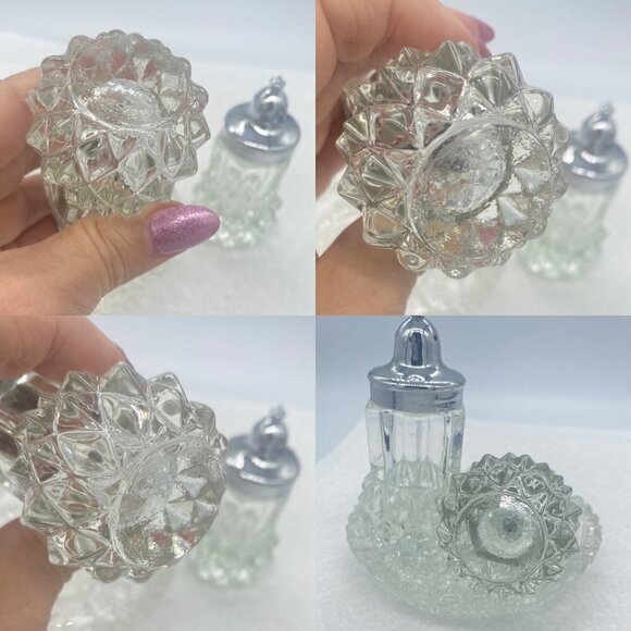 Cut Glass Salt and Pepper Shakers Set with Tray - Picture 6 of 10